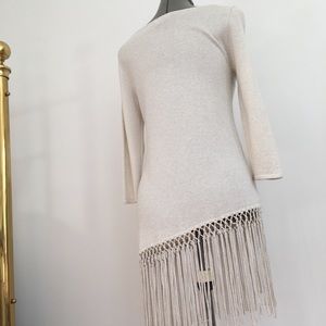 WHBM Sparkly Metallic Fringe Sweater